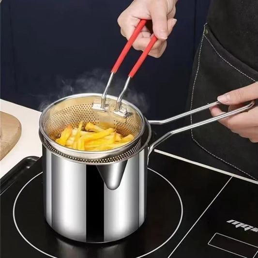 Stainless Steel 1200Ml Deep Fryer Pot with Strainer