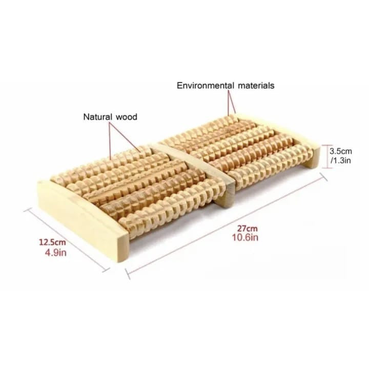 6 Row Wooden Foot Massager Roller Reflexology Acupressure Foot Massage Tool Foot Pain Relief Blood Circulation Stress Relief Home Therapy