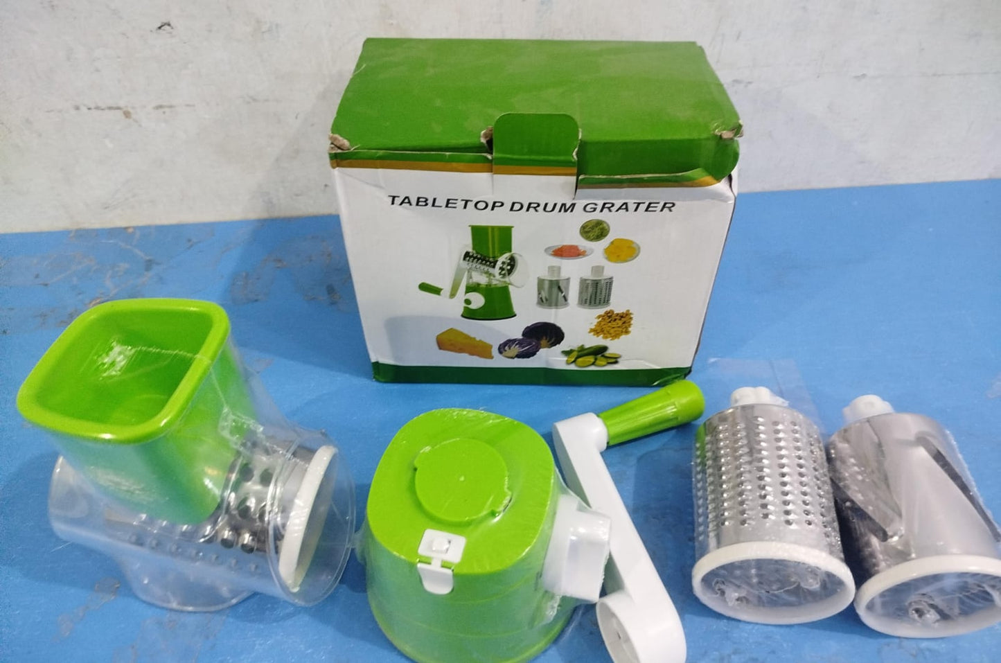 Manual 3‑in‑1 Vegetable Cutter & Drum Grater – Round Slicer Multifunctional Kitchen Gadget