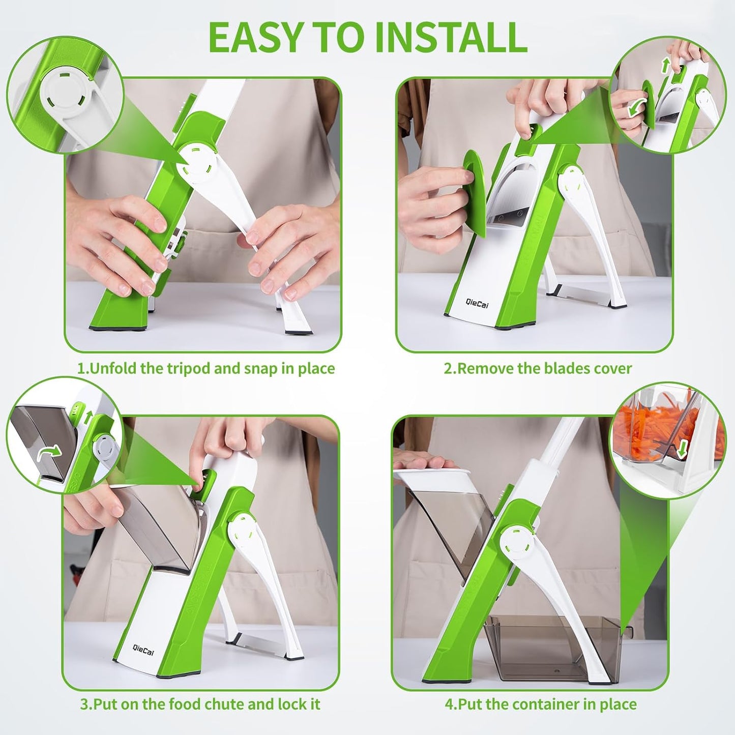 4-in-1 Adjustable Vegetable Cutter & Chopper – Multi-Function Kitchen Shredder & Grater
