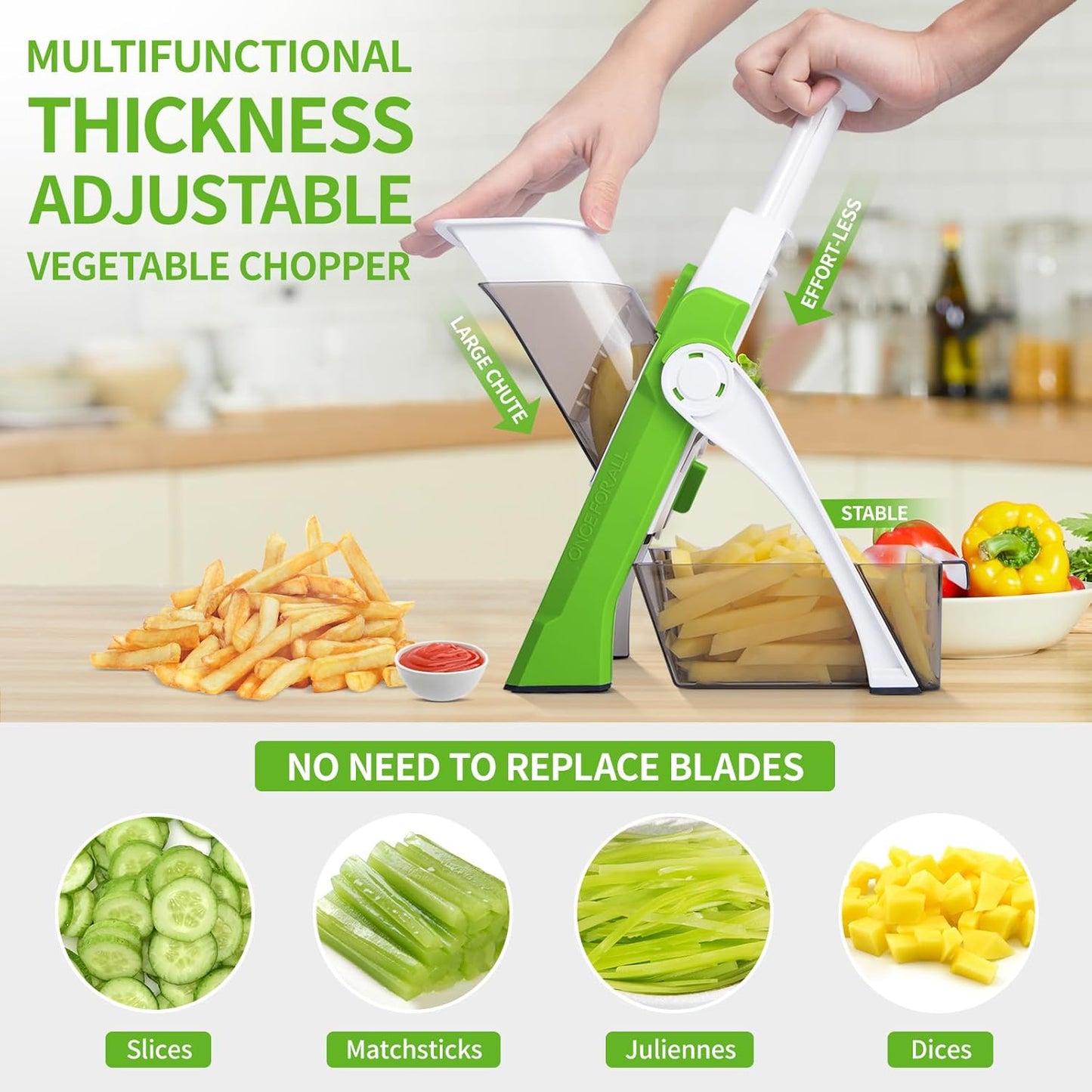 4-in-1 Adjustable Vegetable Cutter & Chopper – Multi-Function Kitchen Shredder & Grater