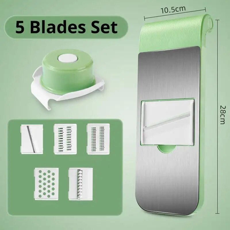 5-in-1 Adjustable Mandoline Vegetable Slicer & Grater – Multi-Functional for Fruits & Vegetables