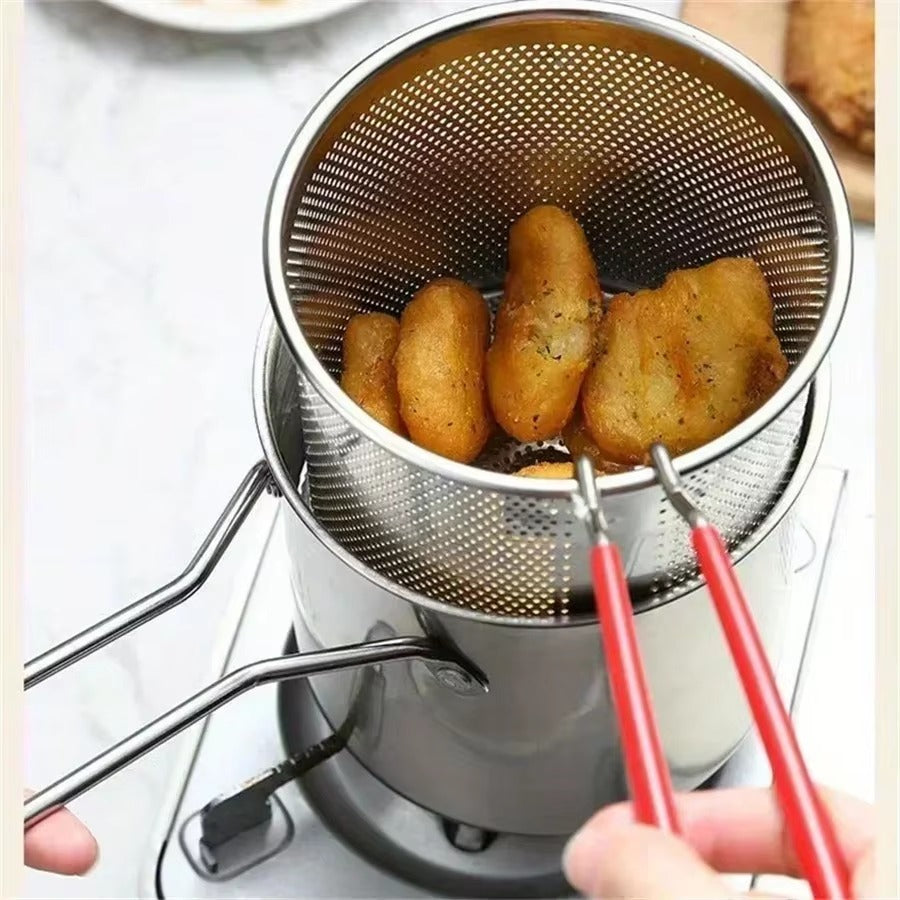 Stainless Steel 1200Ml Deep Fryer Pot with Strainer