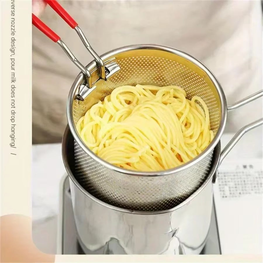 Stainless Steel 1200Ml Deep Fryer Pot with Strainer