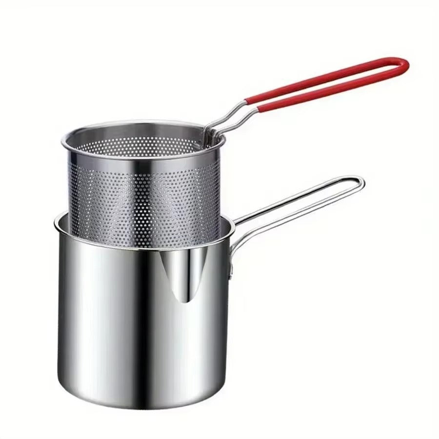 Stainless Steel 1200Ml Deep Fryer Pot with Strainer