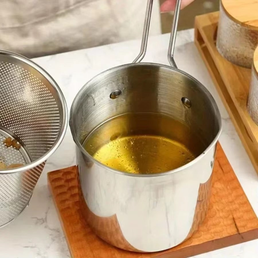 Stainless Steel 1200Ml Deep Fryer Pot with Strainer