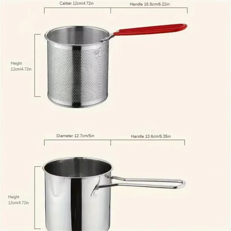 Stainless Steel 1200Ml Deep Fryer Pot with Strainer