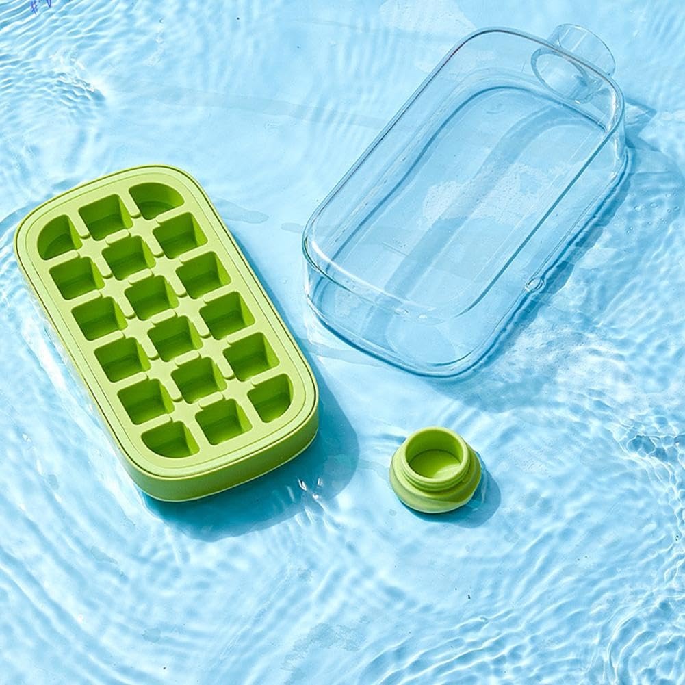 Ice Cube Bottle, 2 in 1 Touch-Free Ice Cube Tray Water Bottle with Lid and Bin, 800ml