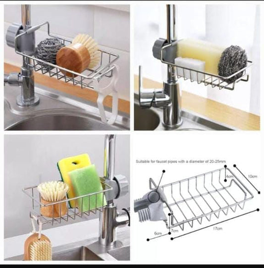 Kitchen Sink Caddy Organizer Over Faucet Sponge Holder