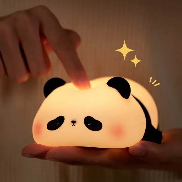 Cute Panda Lamp Silicone Night Light, Soft LED Light for Bedroom Decor, Kids
