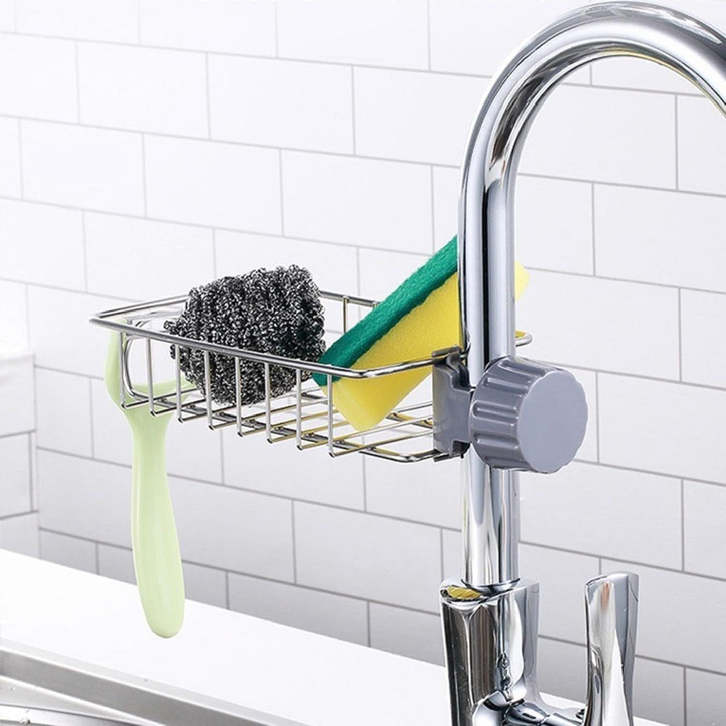 Kitchen Sink Caddy Organizer Over Faucet Sponge Holder