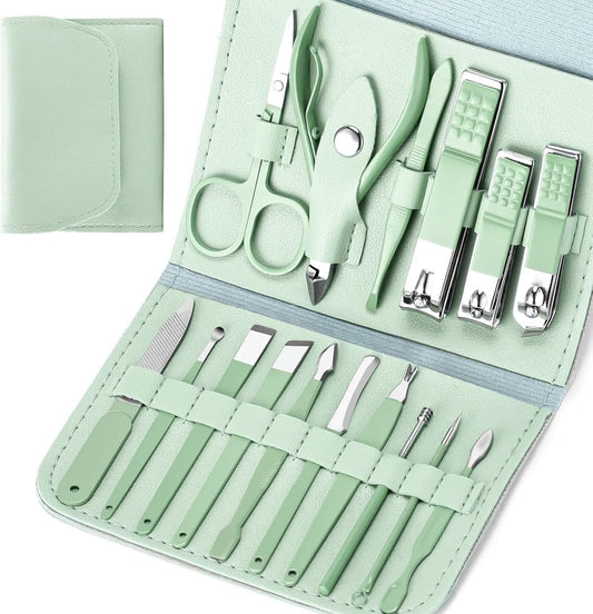 16-piece manicure pedicure set with case - Nail kit