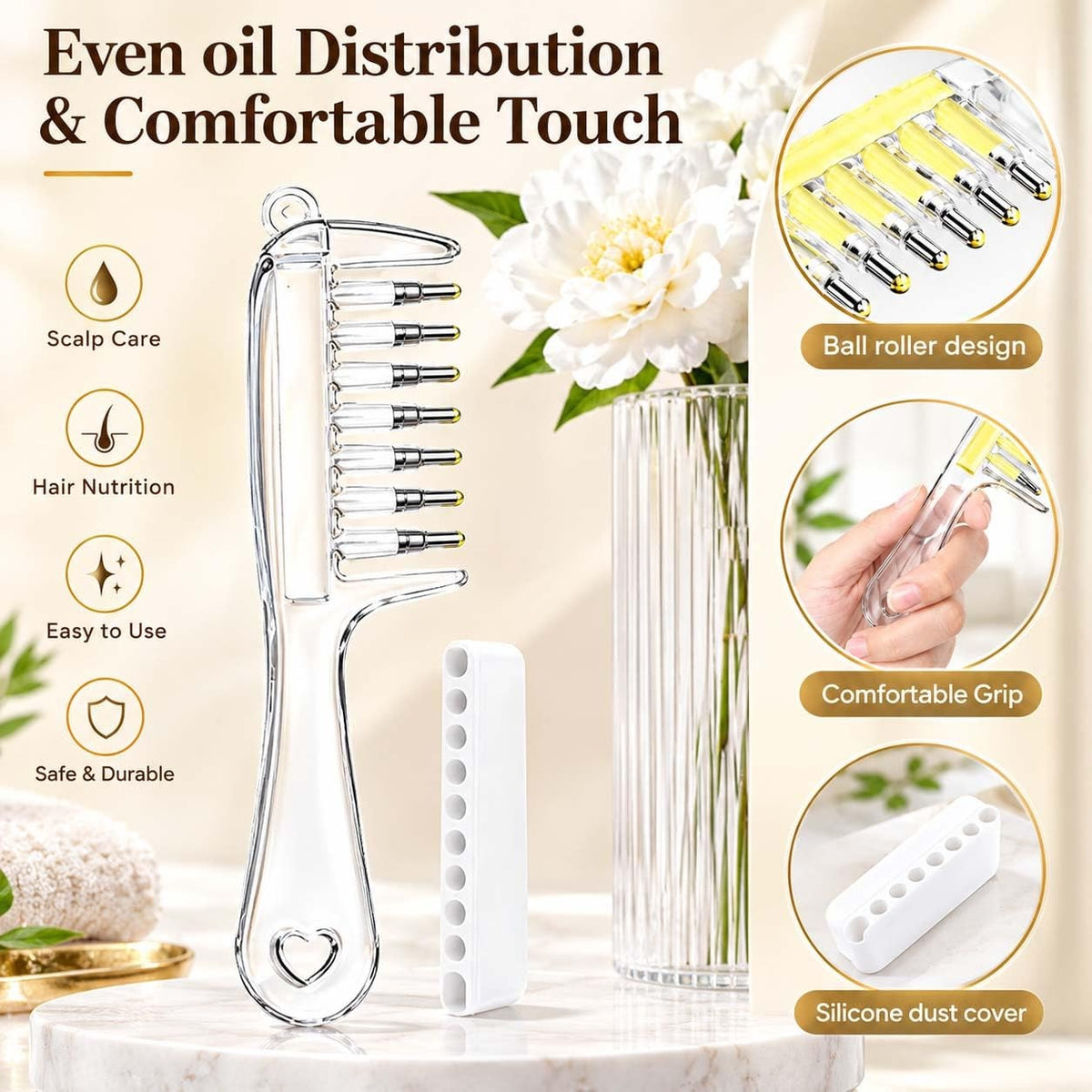 Crystal Liquid Applicator Comb for Hair & Scalp