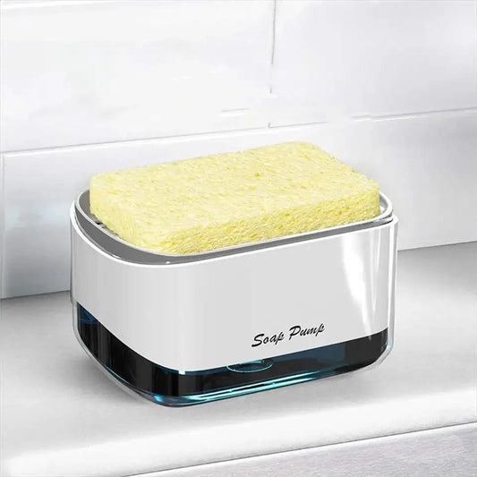 Dish Soap Dispenser with Sponge Holder for Kitchen Sink, Easy One-Handed Use