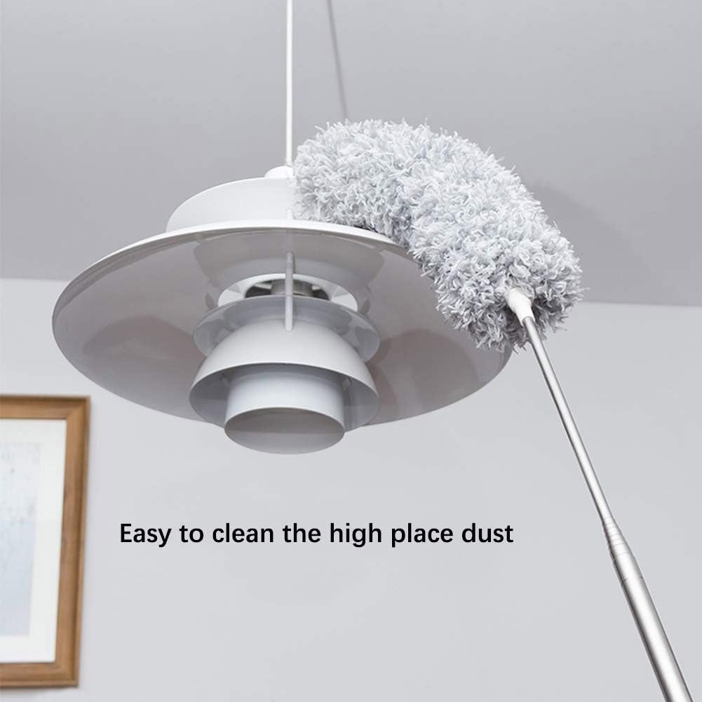 Microfiber Feather Duster Extendable Cobweb Duster with 100 Inch Extra Long Telescopic Pole Bendable Head Scratch Free Cleaning Brush