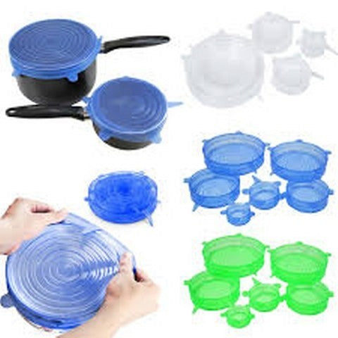 Silicone Stretch-Lids and Reusable Bowl-Covers (6, 6) Set of Various Stretchy Sizes