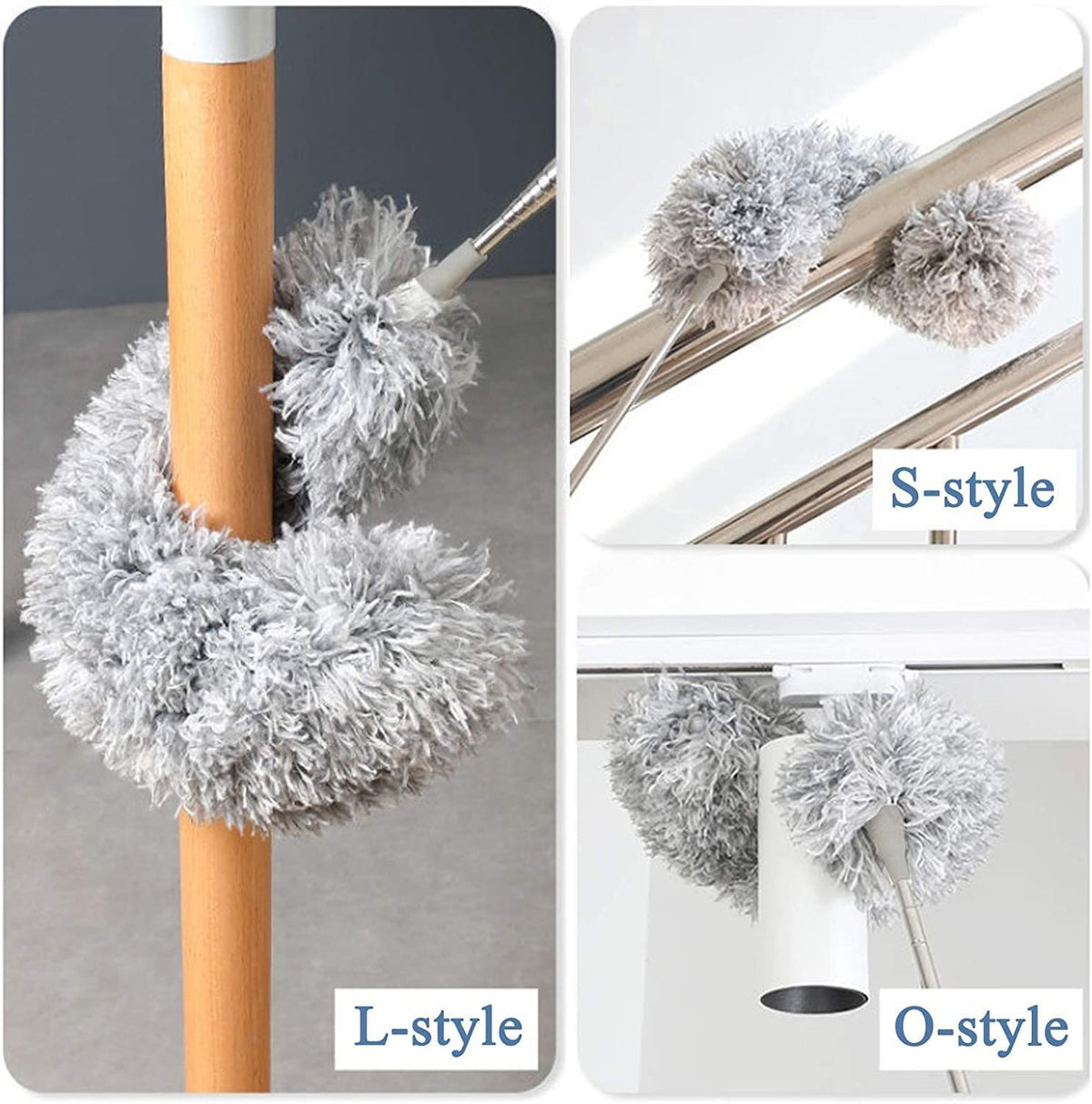 Microfiber Feather Duster Extendable Cobweb Duster with 100 Inch Extra Long Telescopic Pole Bendable Head Scratch Free Cleaning Brush