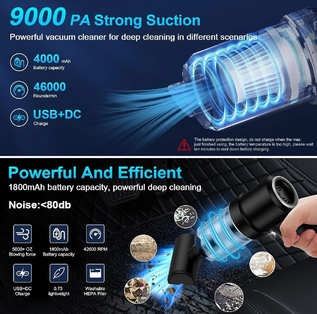 3 In 1 Portable Vacuum Cleaner - Wireless Handheld Vacuum Cleaner
