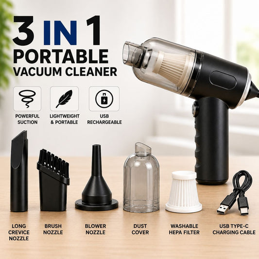 3 In 1 Portable Vacuum Cleaner - Wireless Handheld Vacuum Cleaner
