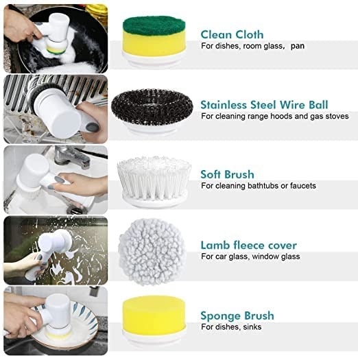 5 in1 Rechargeable Magic Brush Electric Multi-Functional Household Cleaning Brush