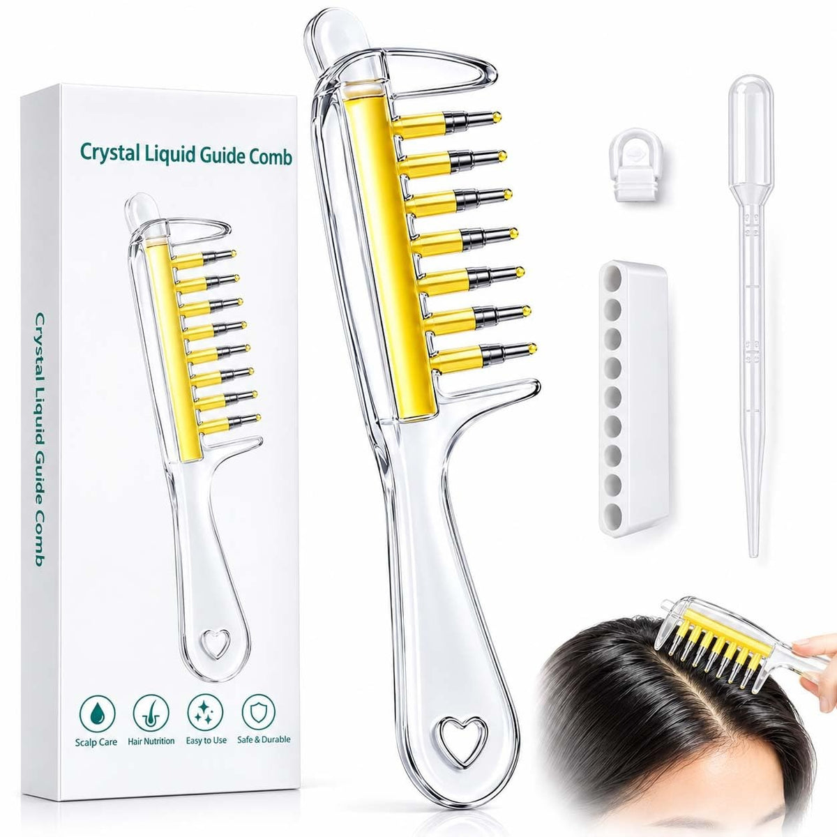 Crystal Liquid Applicator Comb for Hair & Scalp