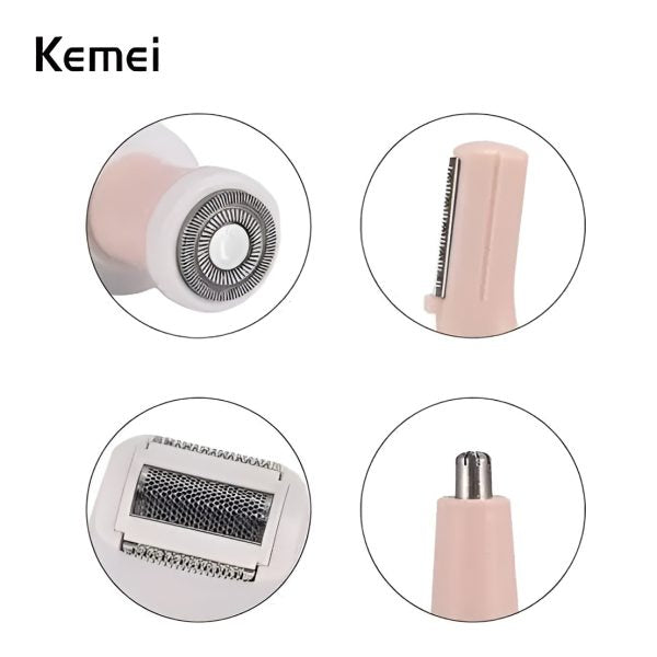 Kemei 4 In 1 Rechargeable Hair Remover Shaver For Women
